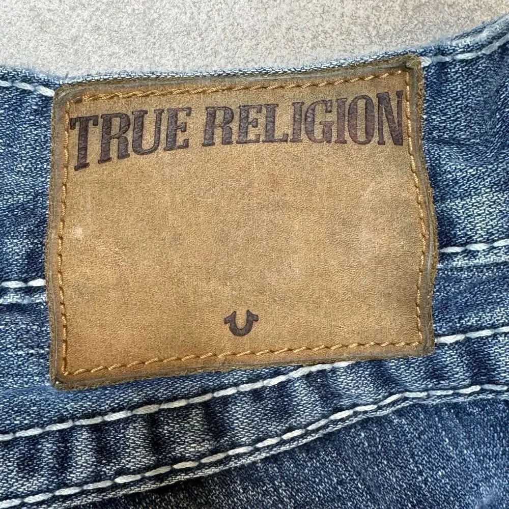 True Religion Ricky Relaxed Straight Jeans 40x34 Distressed Made in USA